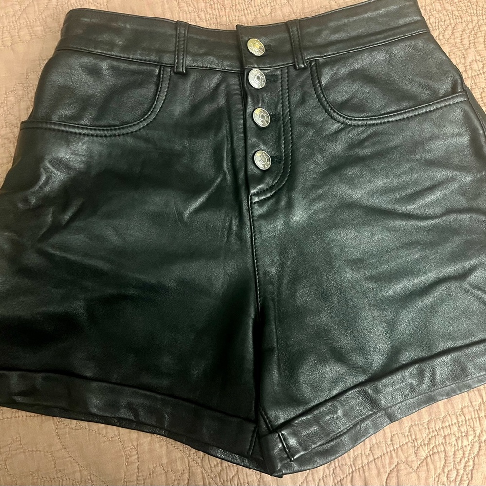 Black Leather Women's Shorts
